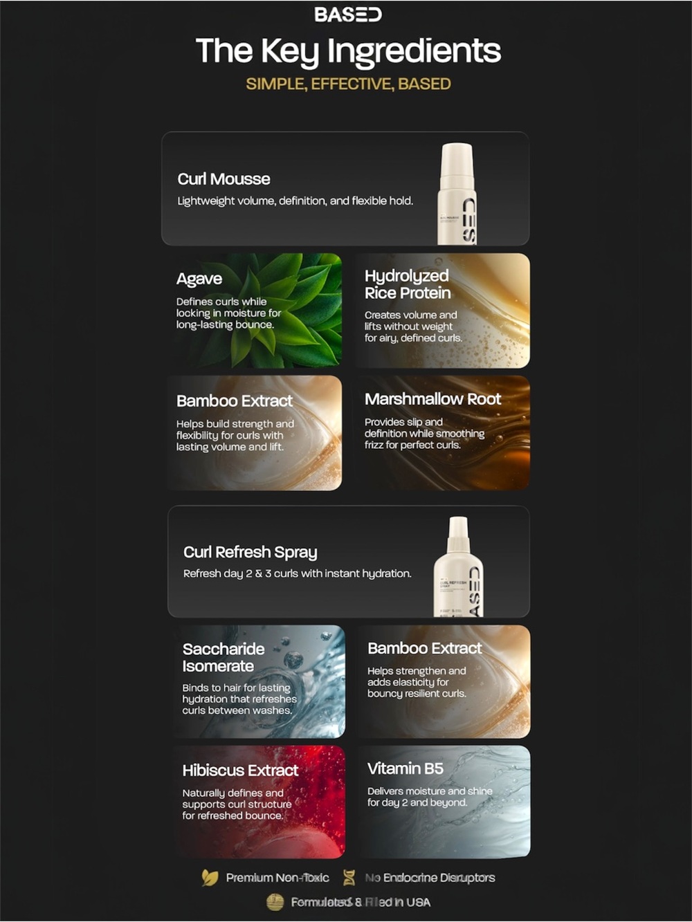 BASED BODYWORKS Curly Trio Set NEW Curl Mousse Gel Refresh Spray Hair Care - Picture 2 of 11